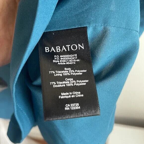 Aritzia Babaton Dress Medium Teal Faux Wrap 3/4 Sleeve Japan V Neck Mini - Picture 4 of 7